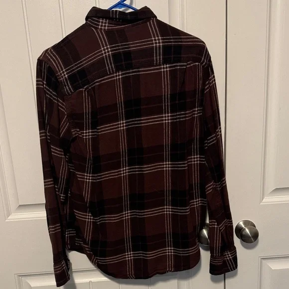 George Men's Casual Button Down Shirt - Brown and Black Plaid - Picture 2 of 3